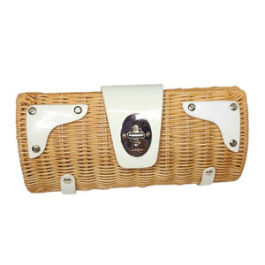 Vintage Kate Spade Beige Wicker White Trim Clutch